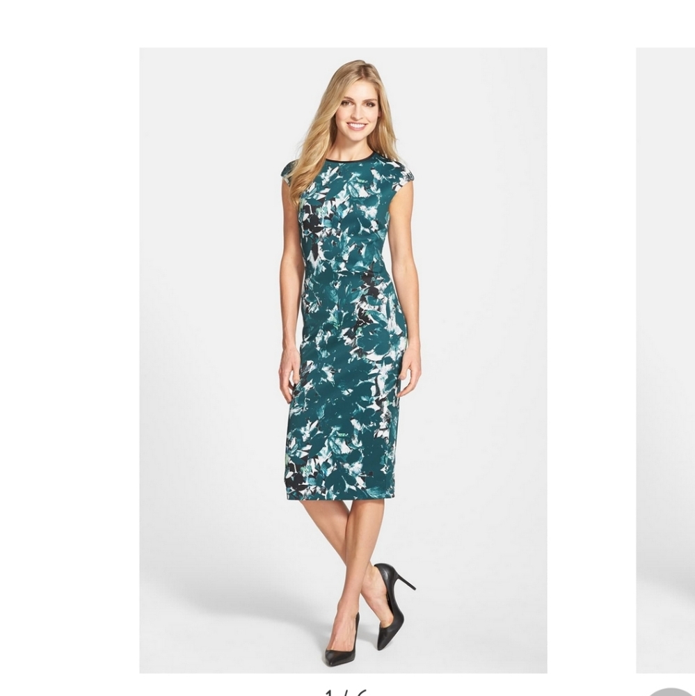 Shadow Branch Scuba Midi Dress